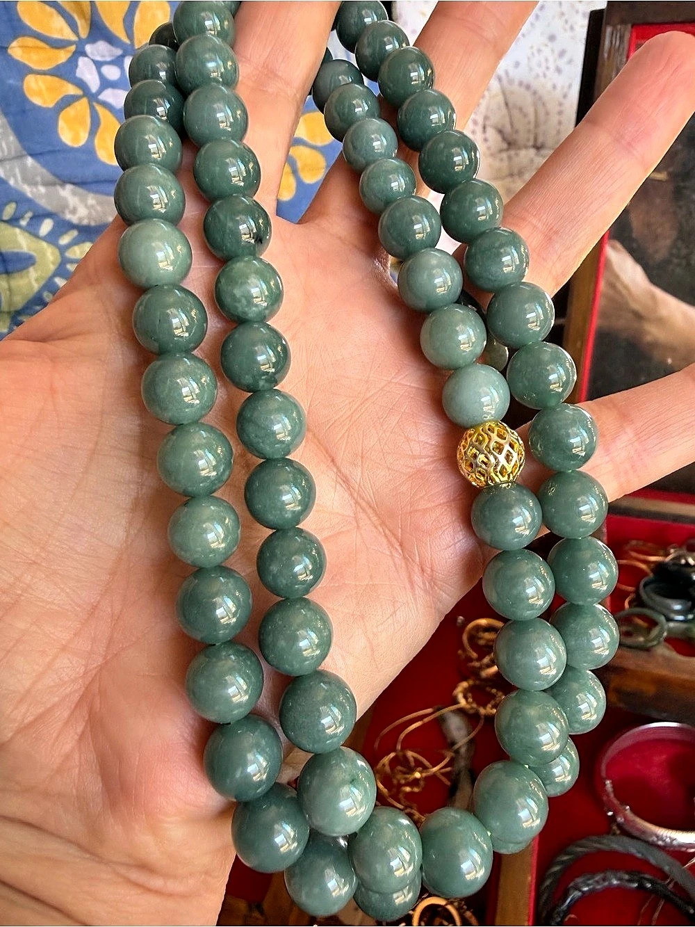 Green Beaded Statement Necklace
